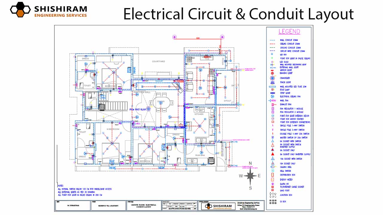 Electrical circuit & conduit Layout