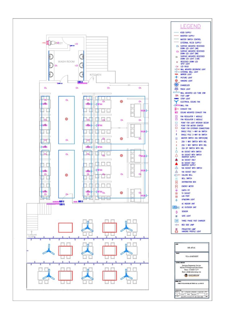 Electrical Layout Drawings for Cafeteria and Restaurants