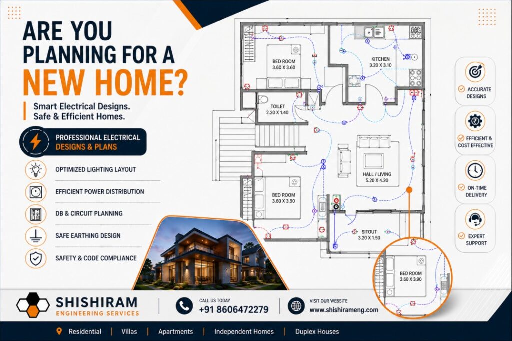 electrical and plumbing designs and drawings for residential buildings